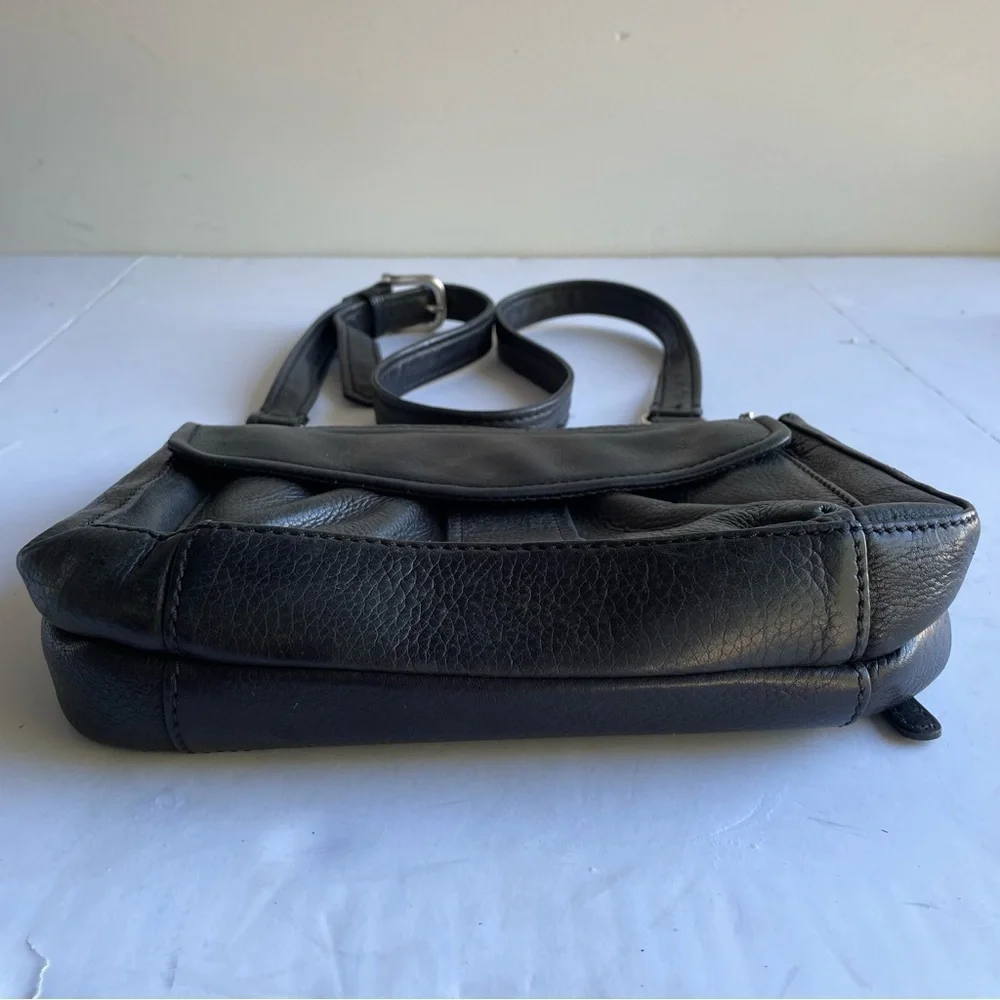 FOSSIL Purse Classic Black Vintage Pebbled Leather Crossbody Shoulder Bag 75082 - Picture 3 of 15